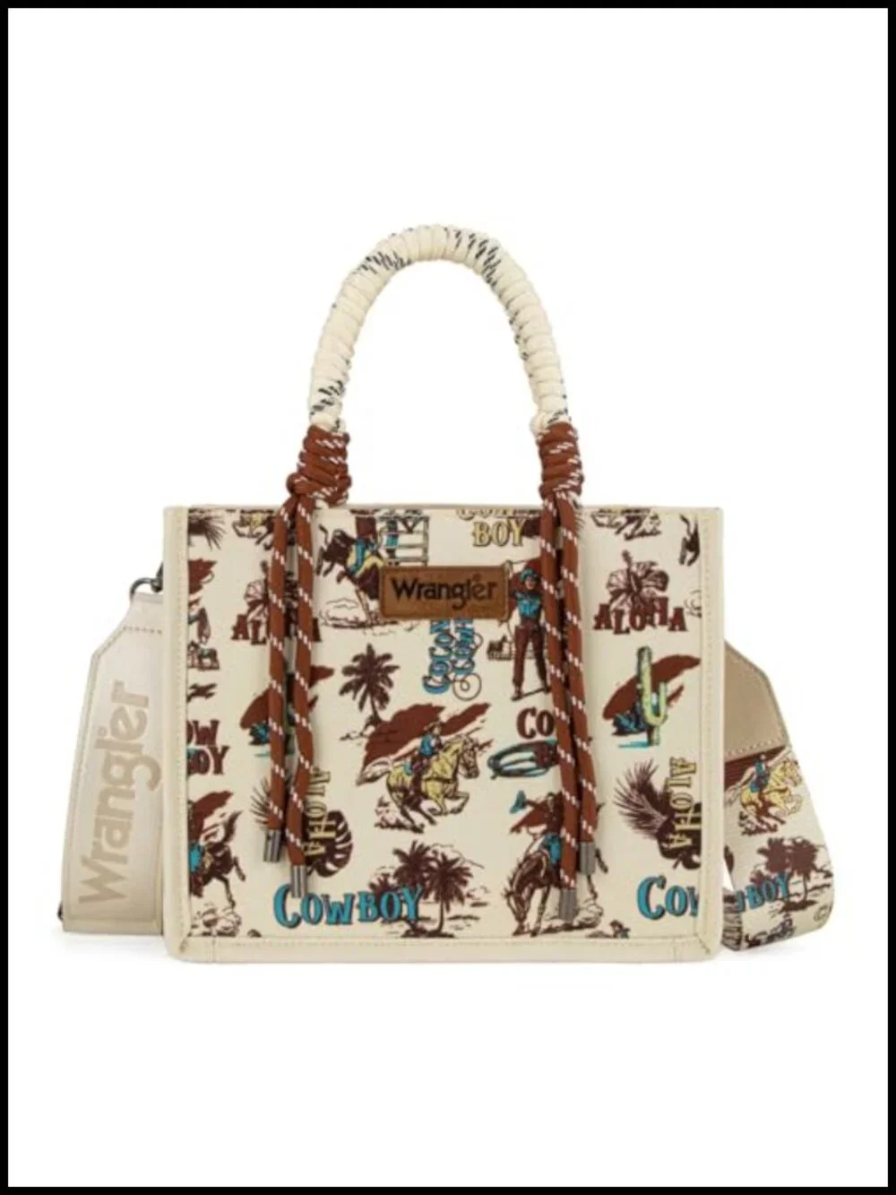 Canvas Tote Bag with Zipper Western Crossbody Adjustable Strap